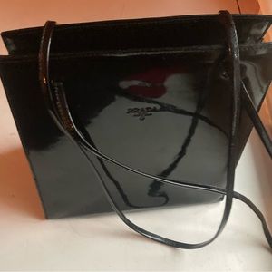 Prada. Elegant, stylish, vintage black patent bag EUC.